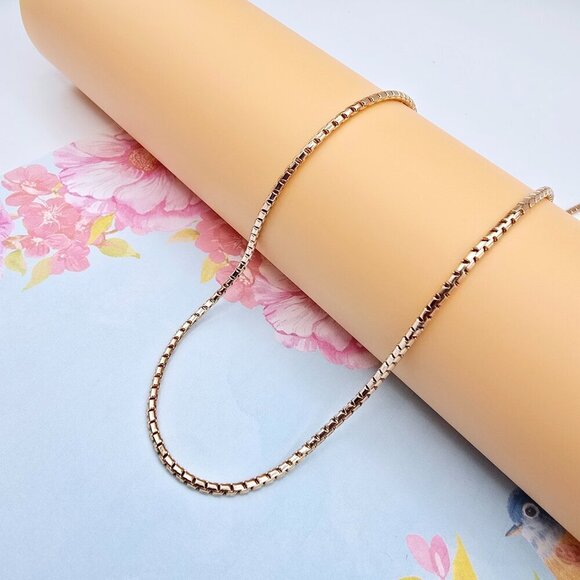 "Slim Rose Gold Box Chain Necklace for Men & Women, 19.7 Inch Length, XPNL0077 - Picture 4 of 12